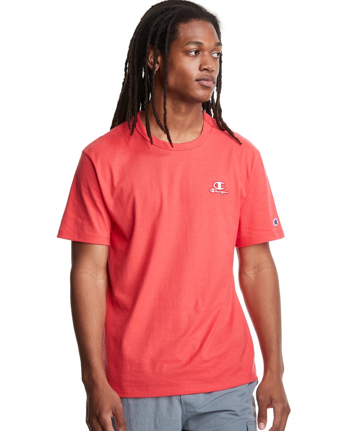 Champion T-Shirt Heren - Rood - Lightweight C Logo Applique ( 743601-AJC )